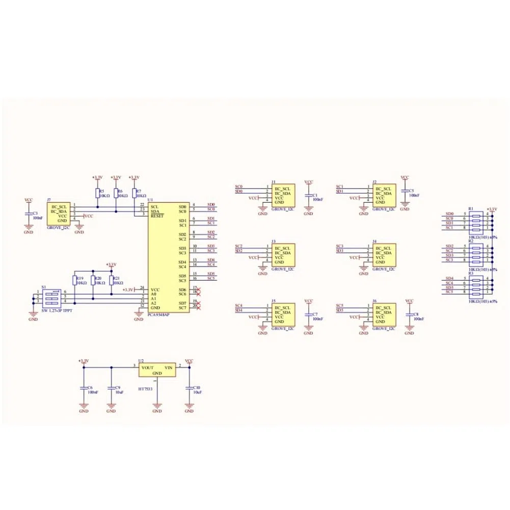 Cenei PaHub V2.1 Unité Multiplexeur I2C Kit de Développement IoT Bus I2C 1 en 6 Extension Dipswitch Intégré PCA9548AP