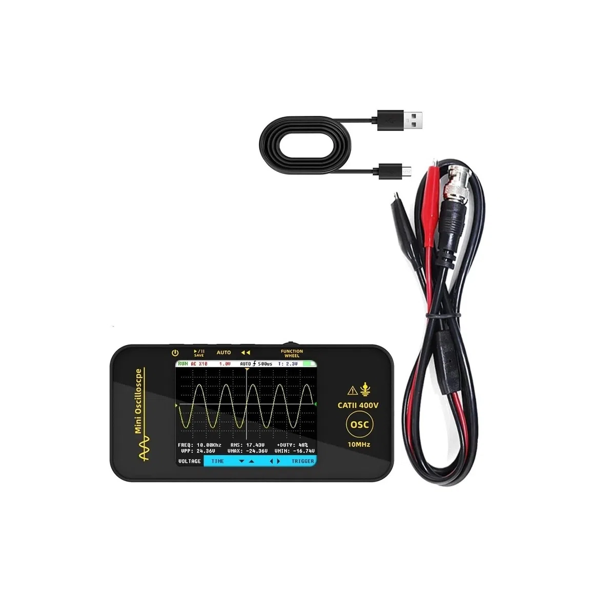 Oscilloscope portatif OT3 10MH/z/48MSa/s, Portable, for Automobile, Automatique, Normal, à déclenchement Unique, écran LCD TFT 3,2 Pouces, testeur numérique(OT3 (Standard))
