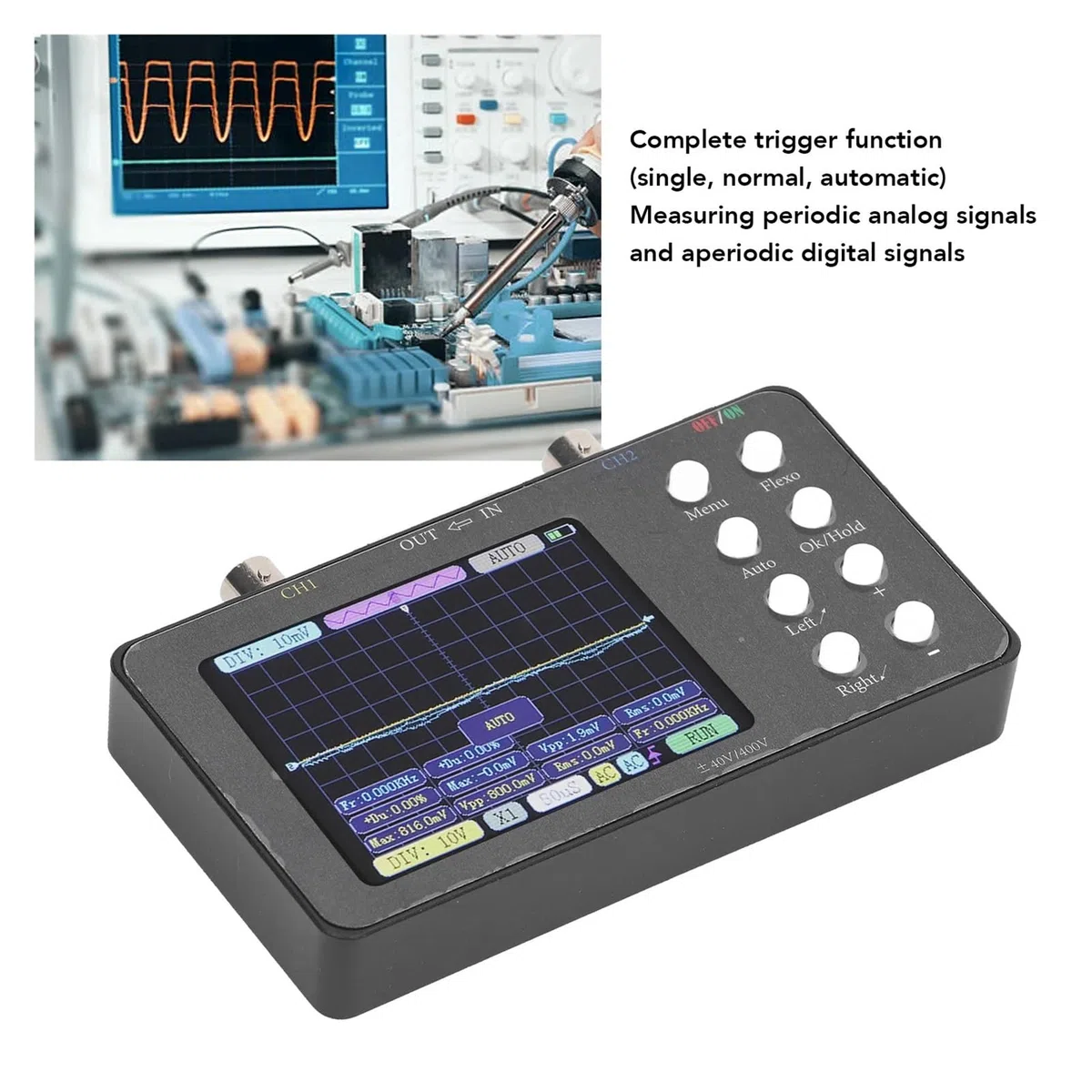 Oscilloscope numérique Portable, mémoire de 20 KO, Forme d'onde Compressible, Parfait for Une Utilisation Industrielle
