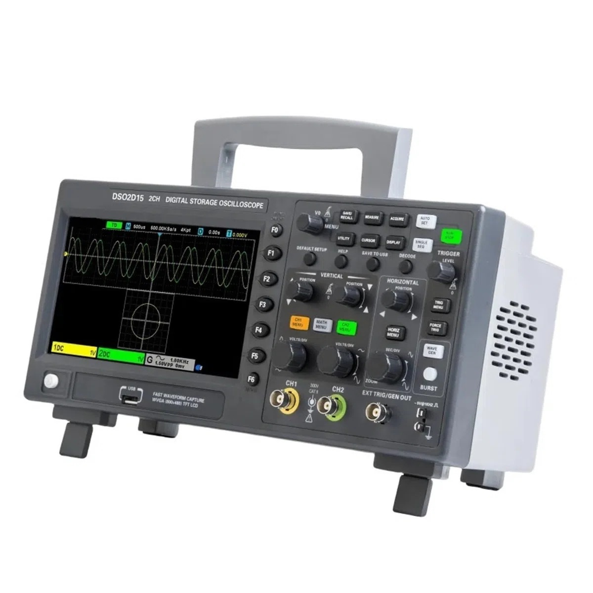 Oscilloscope: DSO2C10 Économique et économique, Bande passante de 100MHz/z, fréquence d'échantillonnage de 1Géch/s, Profondeur de mémoire de 8Mo