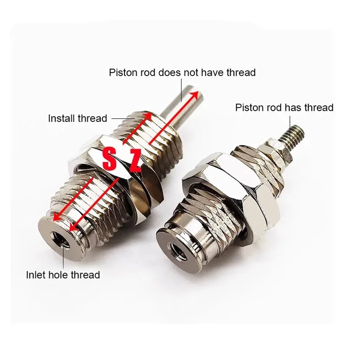 Lot de 5 Mini-vérins pneumatiques CJPB 6/10/15, à Simple Effet, Course de 5, 10, 15 et 20 mm(CJPB6x10,No External Thread-B)