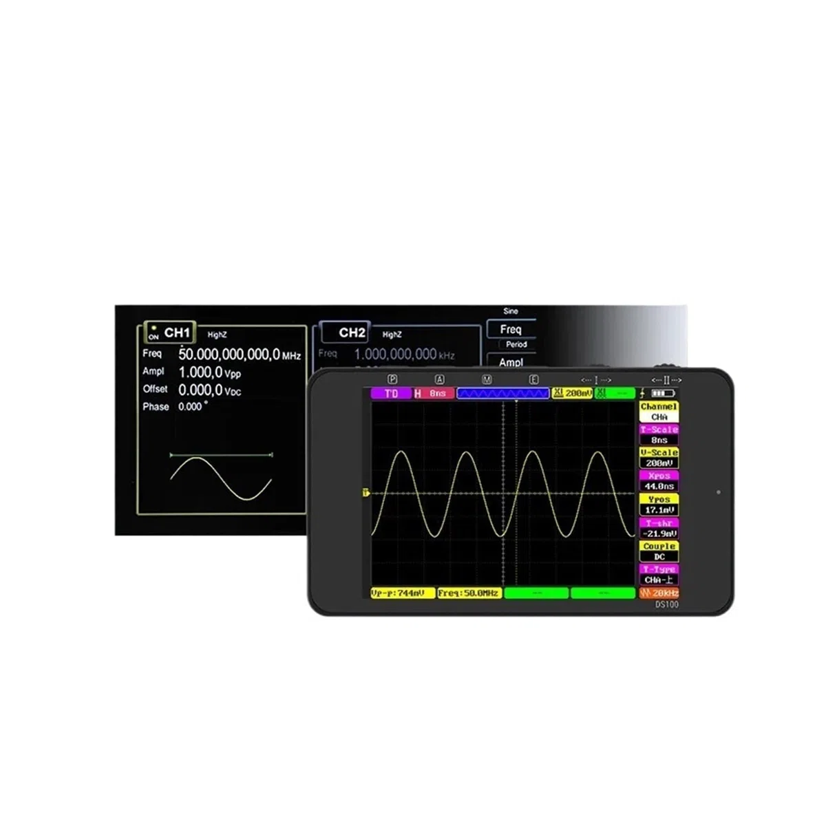 Oscilloscope numérique DS100, multimètre Portable, Double Canal, fréquence d'échantillonnage 250MSa/s, Bande passante Prise en Charge, Stockage de Formes d'onde(Option-Black)