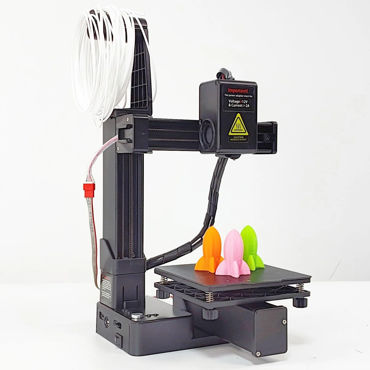 Wakects Imprimante 3D pour Débutant, Format d'impression Mini 4 X 4 X Pouces, Format STL 3D avec Support de Buse Entièrement Métallique, Filaments PLA et TPU, Projets éducatifs (Black)