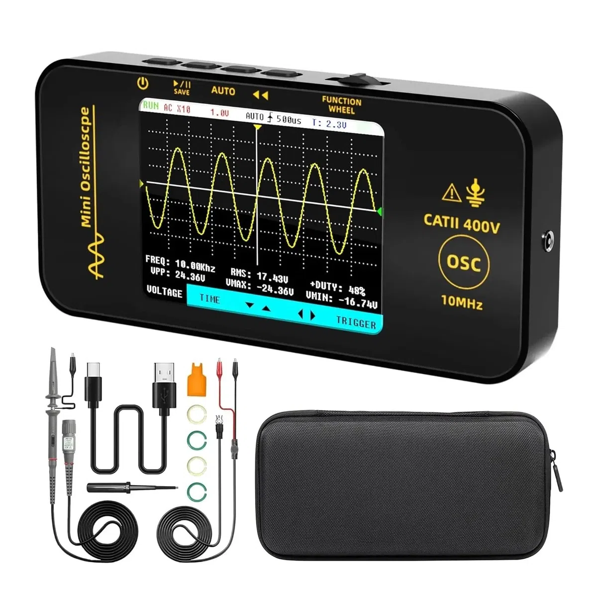 Oscilloscope numérique Portable OT3, écran LCD TFT 3,2 Pouces, testeur, 10 MHz/s, 48 ​​Msa/s, Portable, Automobile, déclenchement Automatique/Normal/Unique(OT3 (Standard))