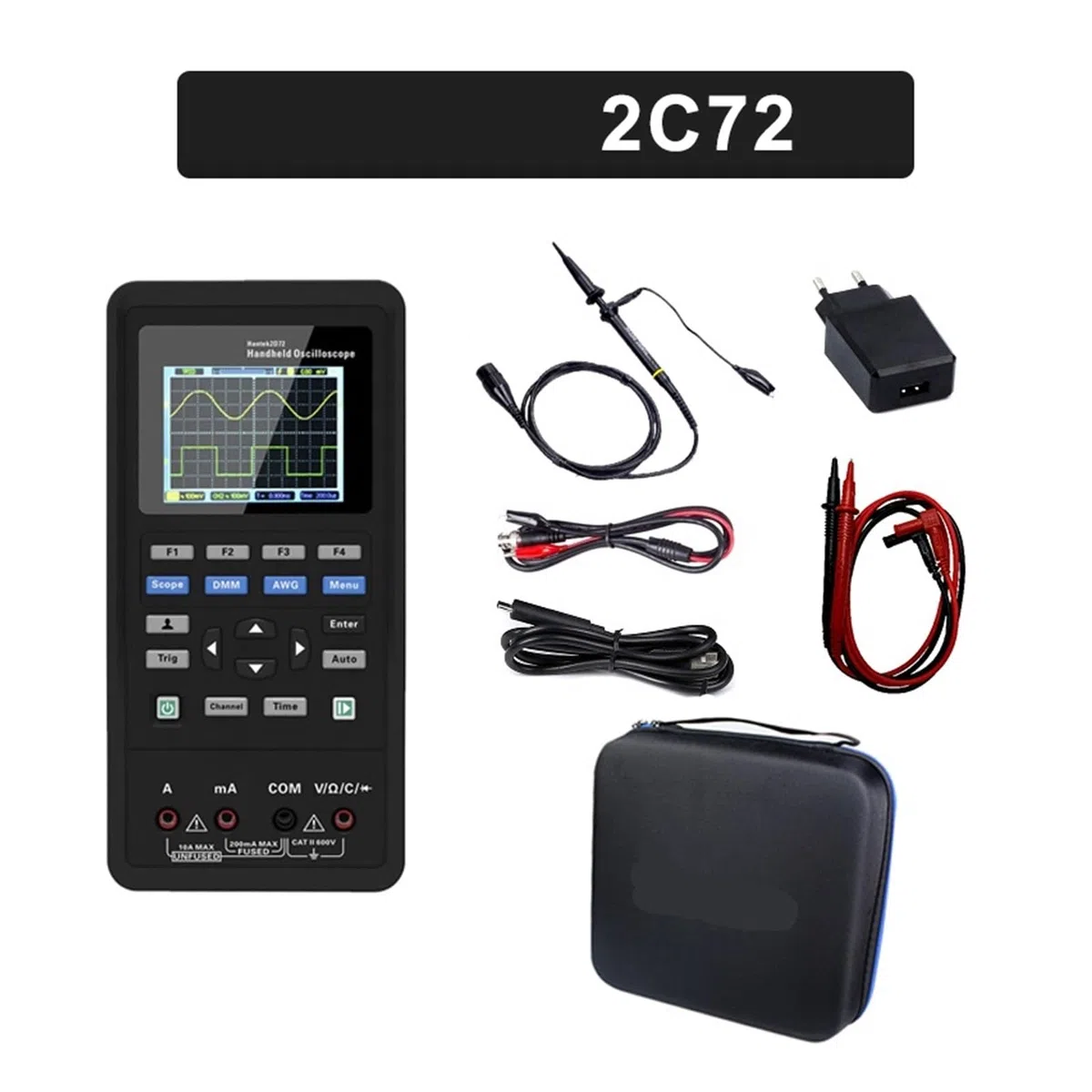 Oscilloscope Portable 2D72 2C72 2D42 2C42, multimètre numérique, testeur, générateur de Formes d'onde USB, oscilloscope 3 en 1(2C72)