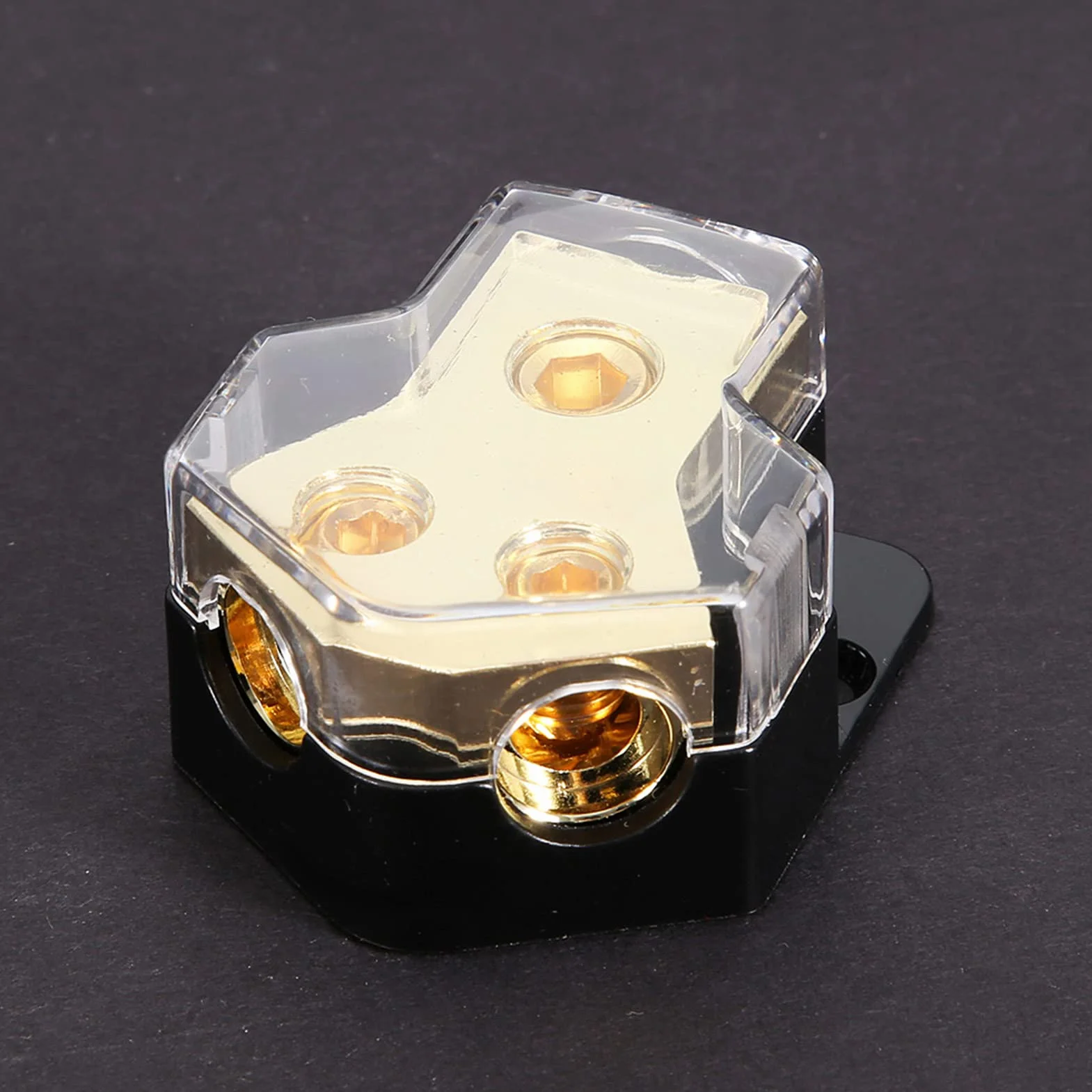 Bloc de Distribution Audio 1GA vers 2x4GA, Répartiteur d'Alimentation pour Ampli Voiture, Connecteurs Plaqués Or, Boîtier Transparent