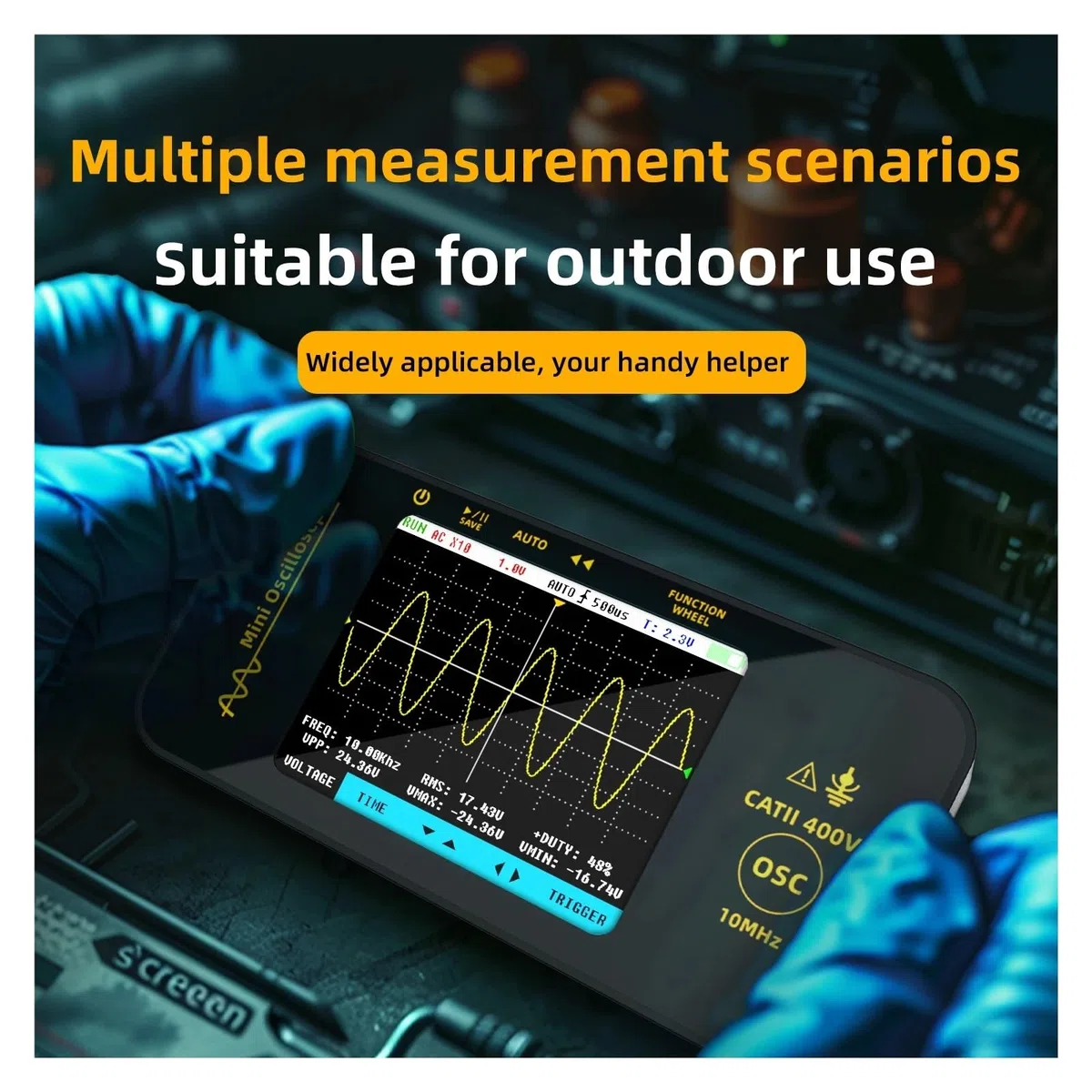Oscilloscope portatif OT3 10MH/z/48MSa/s, Portable, for Automobile, Automatique, Normal, à déclenchement Unique, écran LCD TFT 3,2 Pouces, testeur numérique(OT3 (Standard))