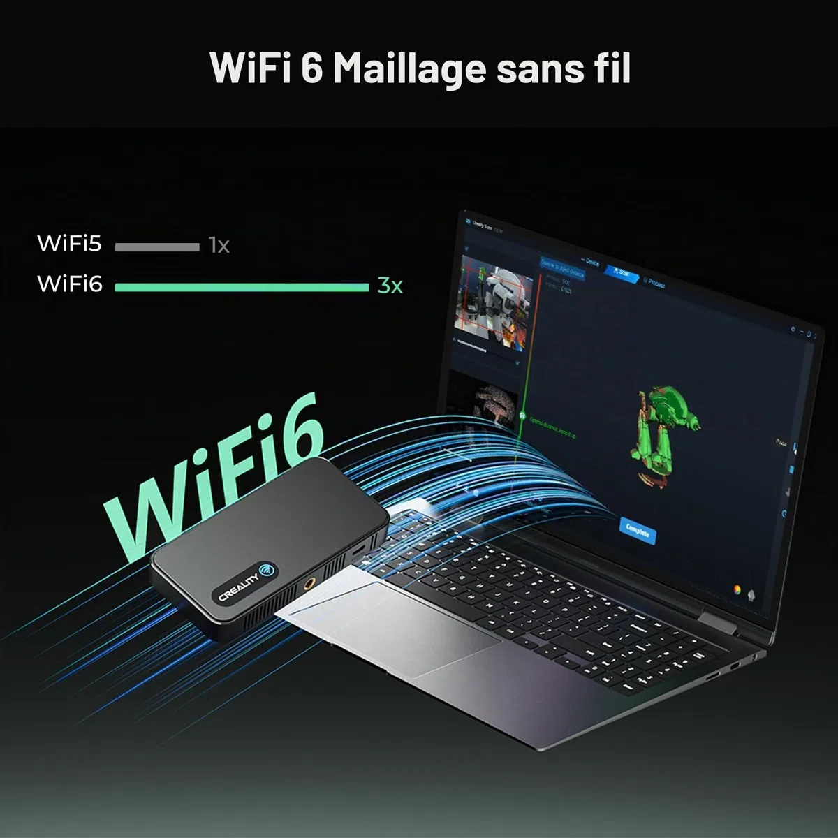 Creality CR-Scan Ferret Pro Scanner 3D pour impression 3D avec scan sans fil et suivi anti-tremblement, mise à niveau pour une numérisation rapide en couleur, précision de 0,1 mm, pour iOS, Android