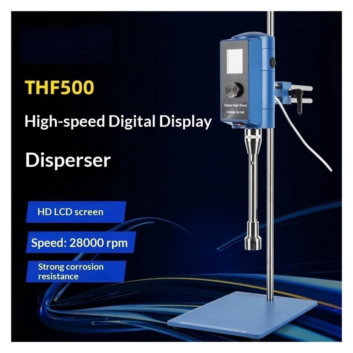 THF-500 numérique haute vitesse haute cisaillement dispersion émulsifiant homogénéisateur disperseur mélangeur de concassage 12-36G homogénéisateur de Dispersion Pour le bricolage(36G)
