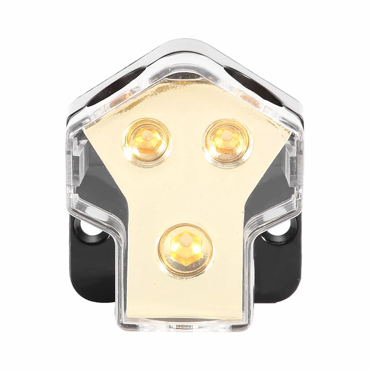 Bloc de Distribution Audio 1GA vers 2x4GA, Répartiteur d'Alimentation pour Ampli Voiture, Connecteurs Plaqués Or, Boîtier Transparent