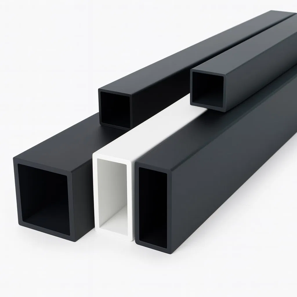 Tube carré en aluminium thermolaqué noir RAL 9005 - 30 x 30 x 1,5 mm - Longueur : 2000 mm