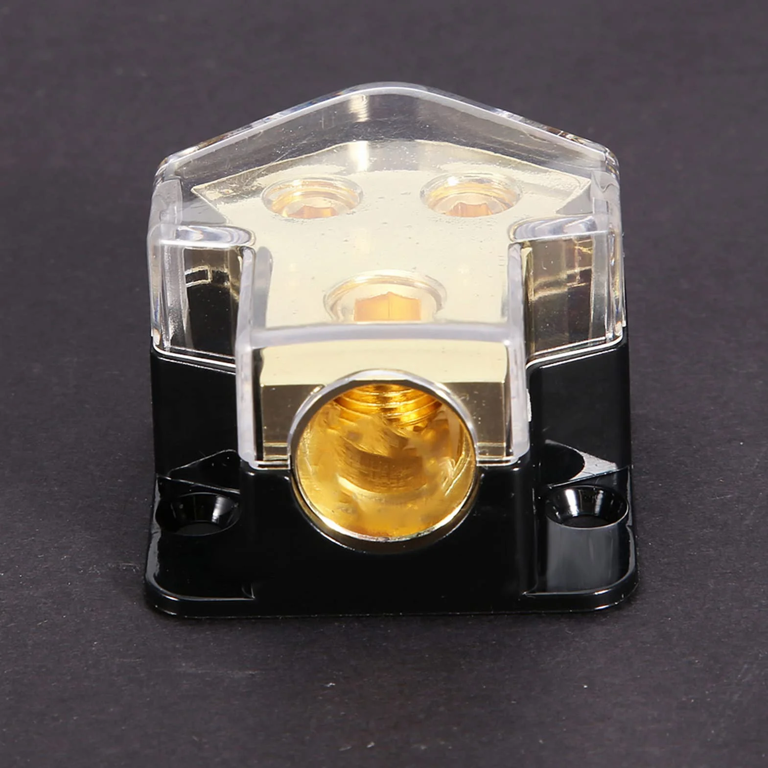 Bloc de Distribution Audio 1GA vers 2x4GA, Répartiteur d'Alimentation pour Ampli Voiture, Connecteurs Plaqués Or, Boîtier Transparent