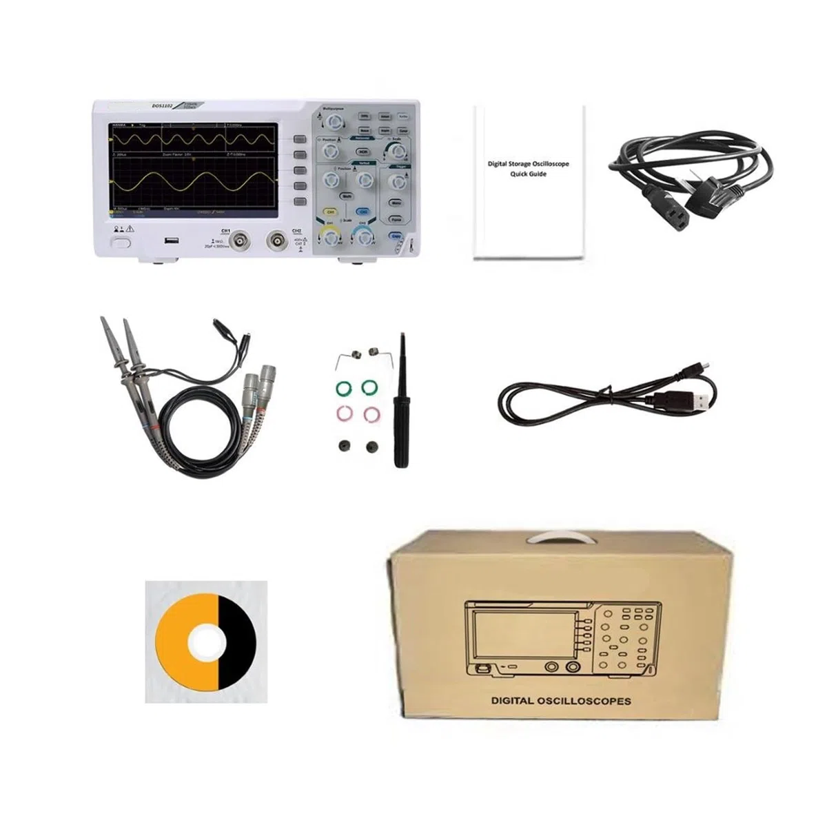 Oscilloscope numérique DOS1102, 100 MHz/z, 2 canaux, 1 Gsa/s, écran LCD TFT 7 Pouces, Meilleur Que Le kit d'oscilloscope AD1102cal+