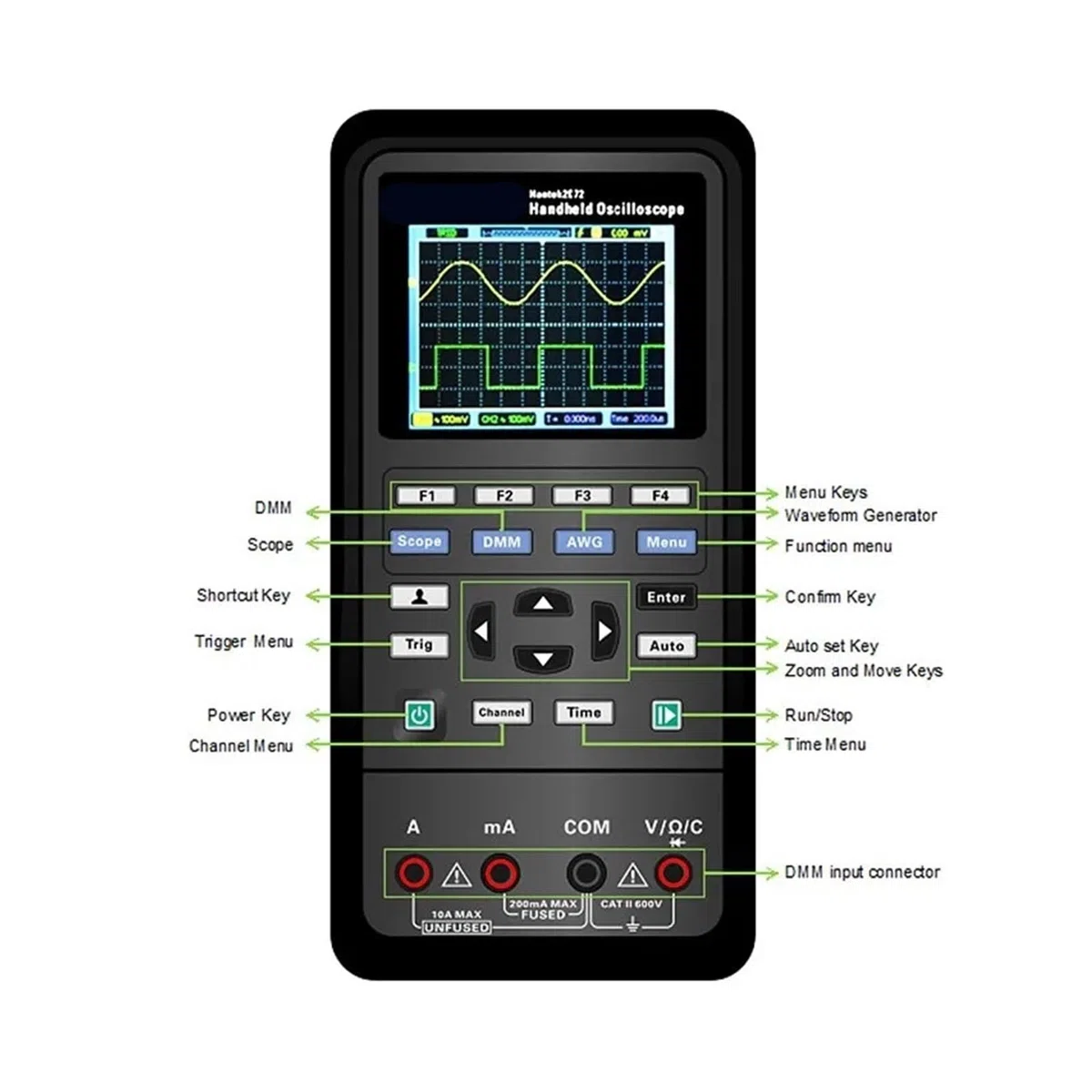Oscilloscope Portable 2D72 2C72 2D42 2C42, multimètre numérique, testeur, générateur de Formes d'onde USB, oscilloscope 3 en 1(2C72)