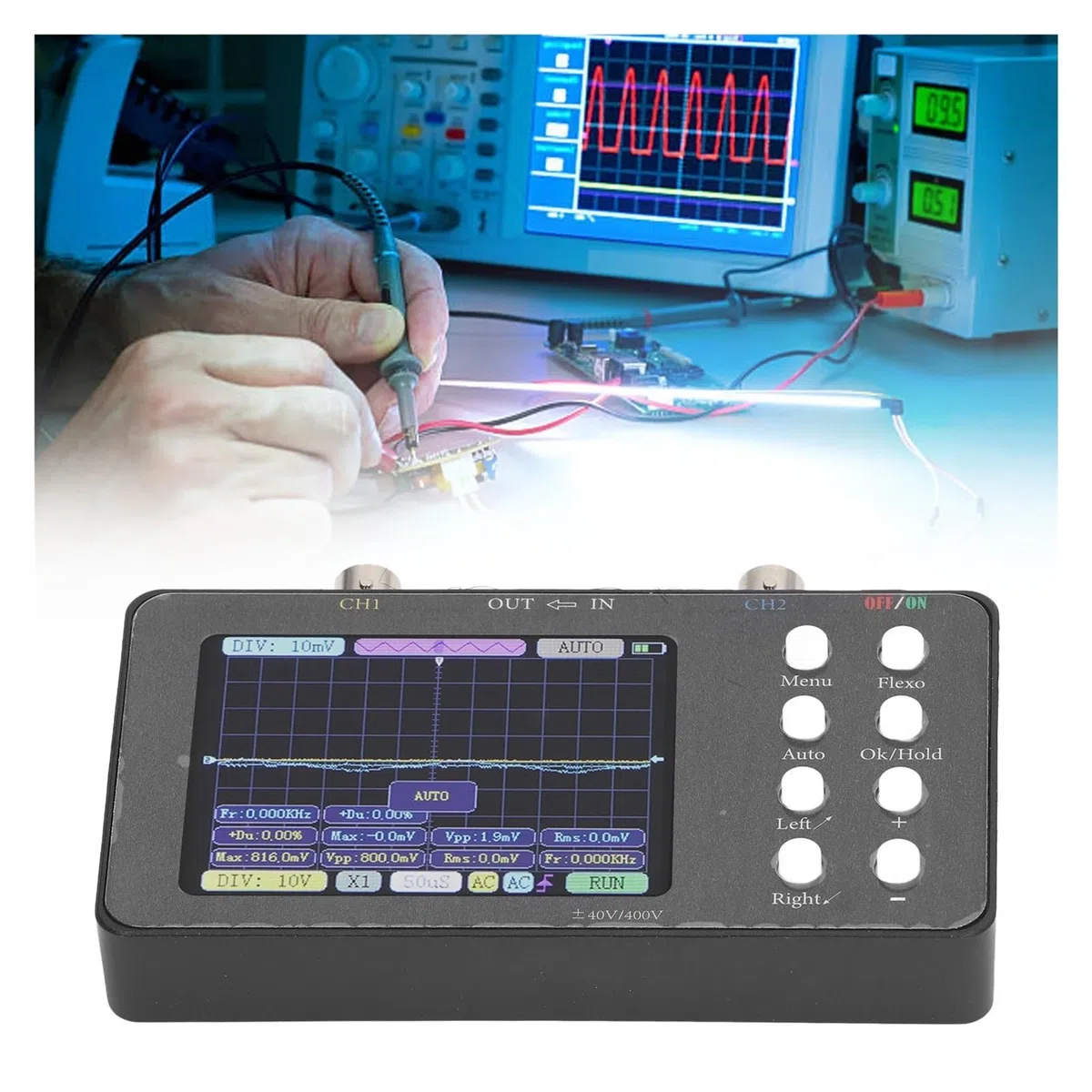 Oscilloscope numérique Portable, mémoire de 20 KO, Forme d'onde Compressible, Parfait for Une Utilisation Industrielle