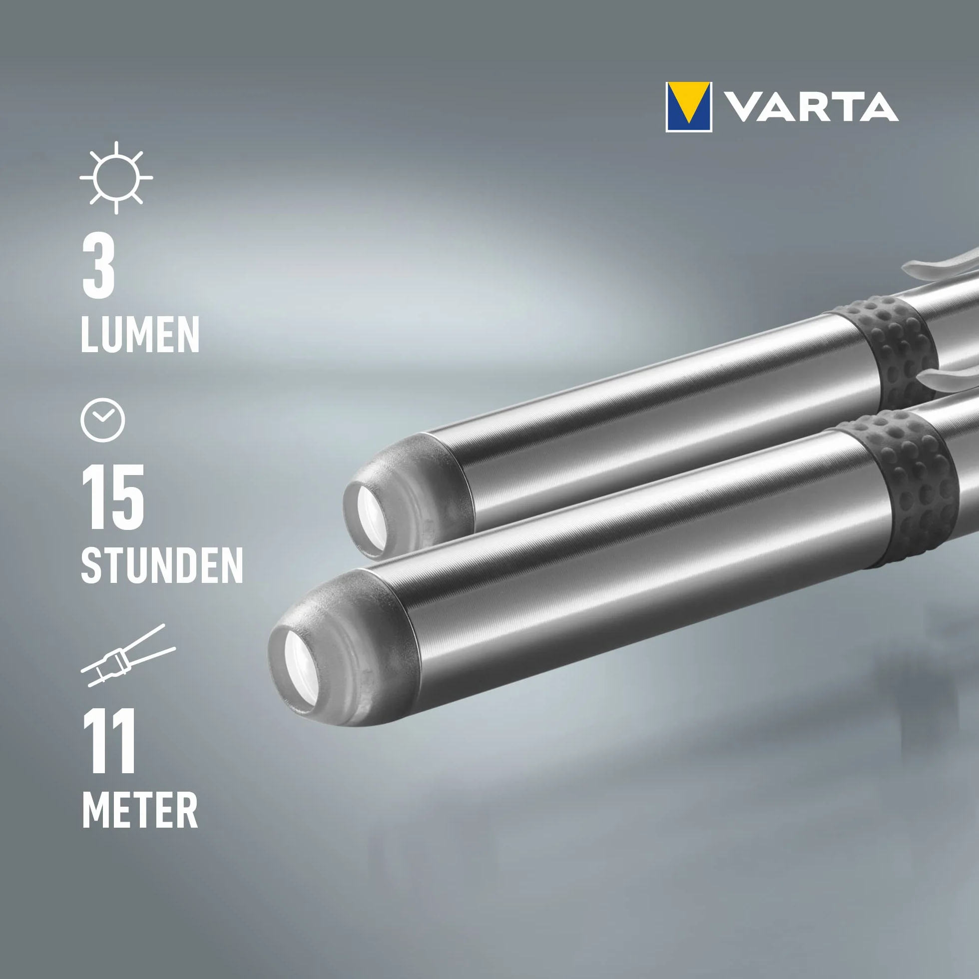 VARTA Lot de 2 lampes de diagnostic LED incl. 1x pile AAA, Pen Light, lampe pupille, lampe stylo extrêmement fine et légère, lampe de poche, pour une utilisation dans l'hôpital, les cabinets médicaux