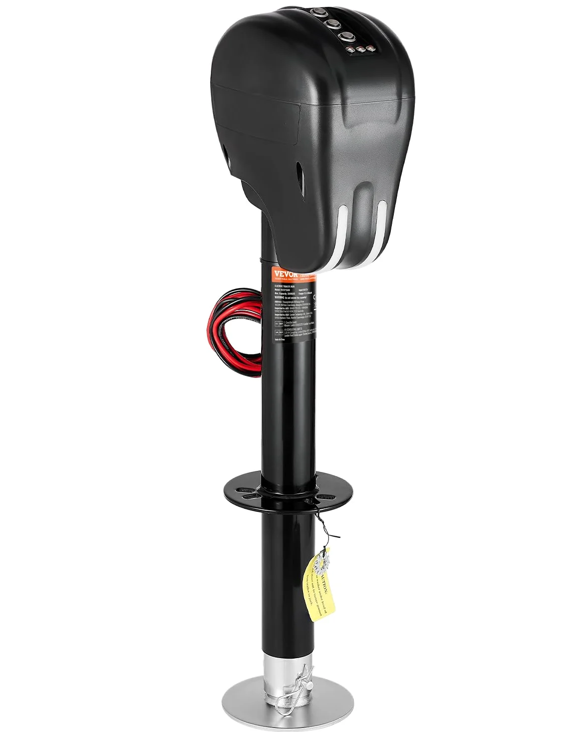 VEVOR Cric de Remorque Électrique, 1588 kg, Cric de Camping-Car Robuste avec Connecteur à 2 Voies, Fonction Mémoire, Manivelle, Lumière LED, Plage de Levage 240-760 mm, pour Remorques Camping-Cars