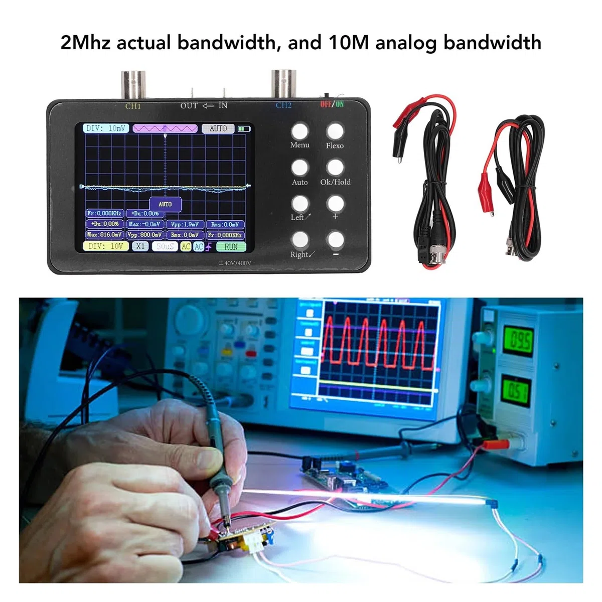 Oscilloscope numérique Portable, mémoire de 20 KO, Forme d'onde Compressible, Parfait for Une Utilisation Industrielle