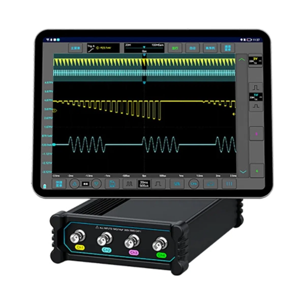 Oscilloscope VTO2004: Bande passante de 200MHz/z, 4canaux, fréquence d'échantillonnage de 1Géch/s et mémoire de 50Mpts