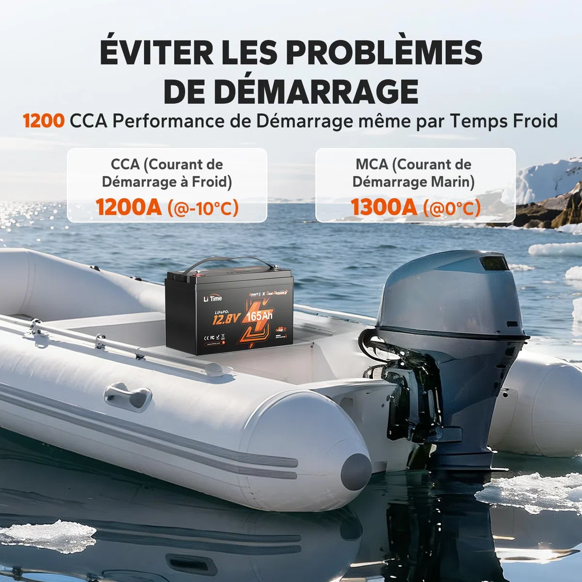 LiTime 2 Pcs Batterie Lithium 12V 165Ah LiFePO4 avec Démarrage pour Bateaux