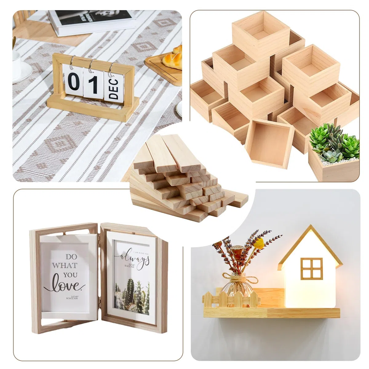 Ensemble de 30 Pièces, Planches Rectangulaires en Bois de pin Bois Non Fini 112 x 22 x 8 mm, pour Bricolage, Décoration, Construction et Lambris