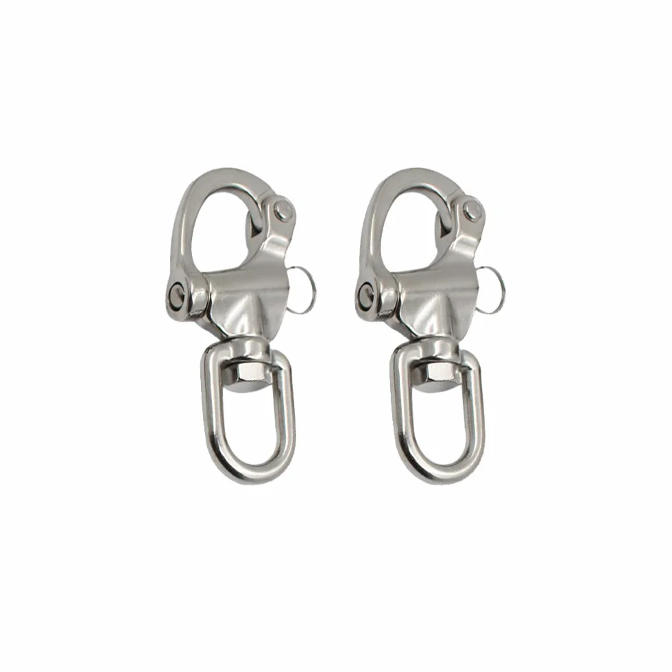 Lot de 2 manilles pivotantes en acier inoxydable à dégagement rapide pour bateau, yacht, voile, 70 mm/87 mm/128 mm