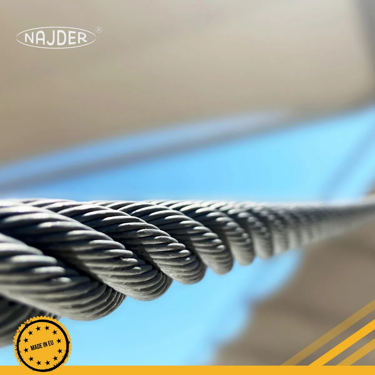 NAJDER Câble en Acier Inoxydable 4 mm, Câble Métallique, Longueur: 100m, Bobine de Fil D'Acier Inox Corde 7x19, Résistance à la Traction: 1570 MPa Construction, Bricolage, Décoration