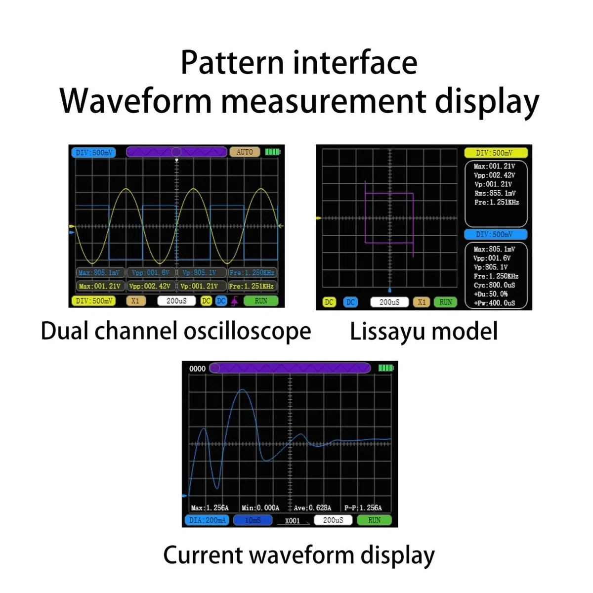 Oscilloscope numérique Portable à Double Canal for Outils de réparation électronique, Bande passante analogique 10 Mbit/s, fréquence d'échantillonnage 50 Mbit/s(Package C)