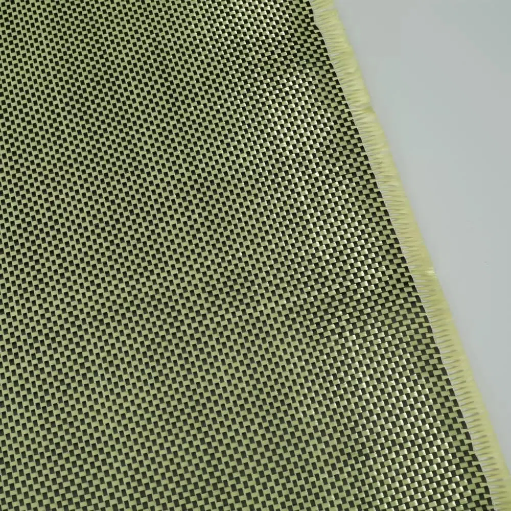 3K 200gsm1100D Véritable fibre de carbone Kevlar Noir et jaune Tissu mélangé 2 x 2 W Sergé Fibre de carbone Kevlar Fibre aramide 101,6 cm